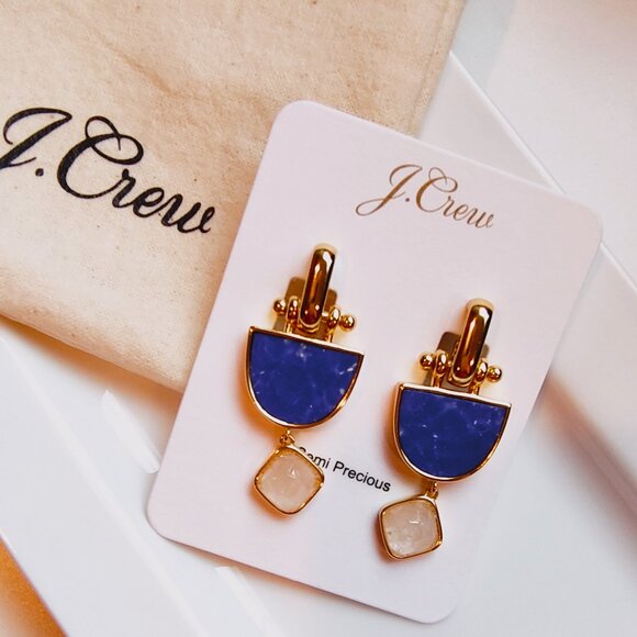 J.CREW GOBLET STONE DROP EARRINGS BLUE - Picture 3 of 9